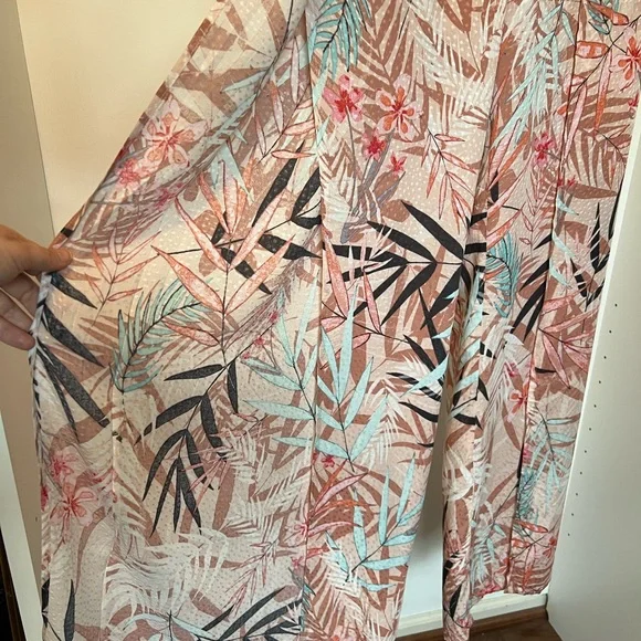 Guess Tropical Pink Wide Leg with Split Pants Small - Picture 3 of 10